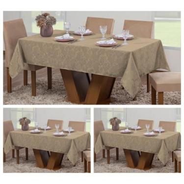 Imagem de Kit 3 Toalhas Mesa Luxo Retangular Sala Jantar Jacquard 6 Lugares - Ac
