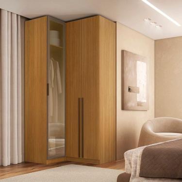 Imagem de Guarda-roupa de Canto Reto 3 Portas 1 Reflecta Altezza Freijó