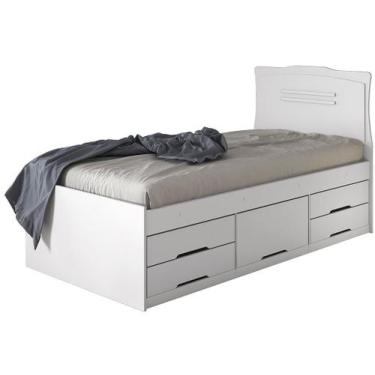 Imagem de Cama Solteiro Julia Com Cômoda 5 Gavetas  - Conquista Móveis, Branco