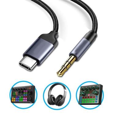 Imagem de Cabo De Audio Tipo C X P3 Trrs Mixer Mesa De Som E Microfone Preto - w