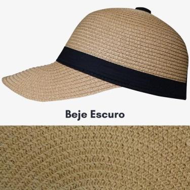 Imagem de Chapéu Feminino De Palha Boné Para Praia/Sol Com Regulagem De Tamanho 