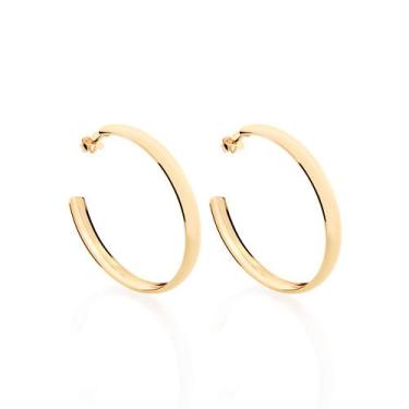 Imagem de Brinco Meia Argola Lisa, - Rommanel Cor:Dourado, Dourado