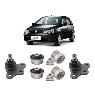 Imagem de Kit 4 Bucha + 2 Pivô Suspensão Dianteira Corsa 2005 2006 07 - QualyKit