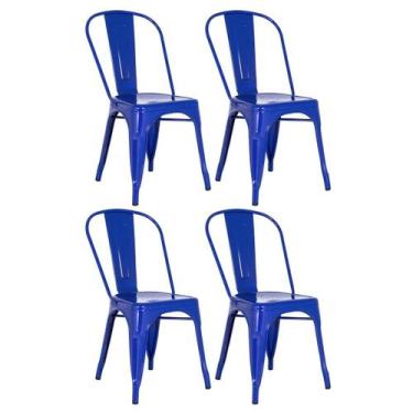 Imagem de Laraz Home Decor, Kit 4 Cadeiras Iron Tolix - Azul Escuro