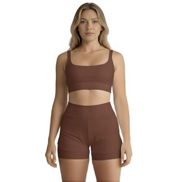 Imagem de Conjunto de Short Duplo Fitness Academia Treino Feminino-Feminino