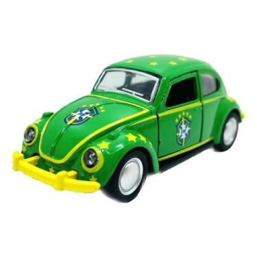 Imagem de Carrinho Miniatura Fusca de Fricção Brasil Seleção Copa Colecionável -
