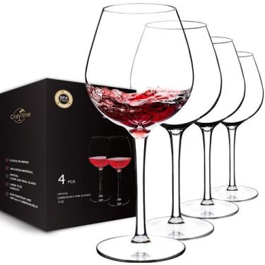 Imagem de Conjunto de 4 taças de vinho de plástico Crayline de 450 ml sem BPA