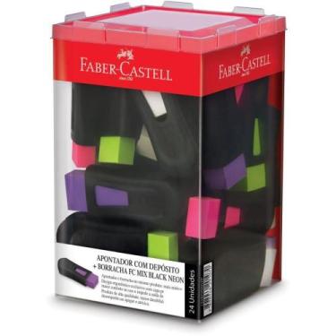 Imagem de Borracha Colorida FC MIX BLACK Neon C/APONTADOR DP.C/24 - FABER-CASTEL