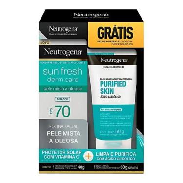Imagem de Kit Neutrogena Facial Protetor Solar Sun Fresh Derm Care FPS 70 Sem Co