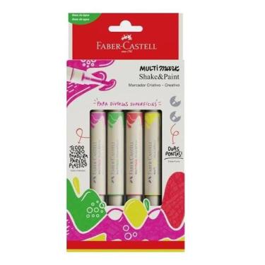 Imagem de 4 Marcadores Multimark Multisuperfície Neon-faber-castell - Faber Cast