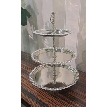 Imagem de Suporte para Bolo Prata com Cristais  - Via Decor