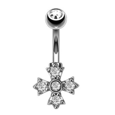 Imagem de Piercing umbigo cruz aço cirúrgico - Mais Bella