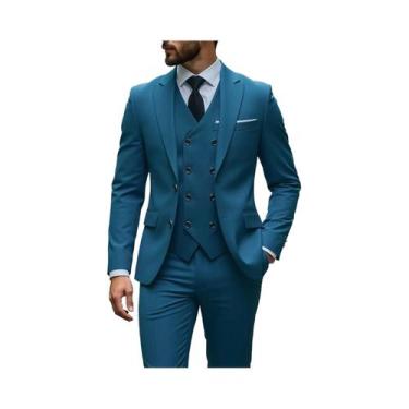 Imagem de Terno Slim Fit De 3 Peças Para Casamento Masculino: Jaqueta, Colete E 