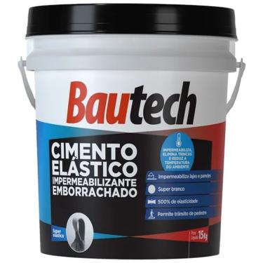 Imagem de Cimento Elástico Impermeabilizante 30015 com Elasticidade Até 500% Resistente ao Tráfego Branco Bautech 15kg