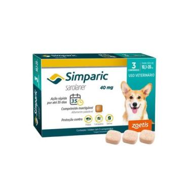Imagem de Simparic 40mg Antipulgas Cães 10 A 20 Kg Caixa 3 Comprimidos - zoetis