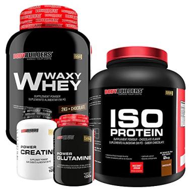 Imagem de Kit Waxy Whey 2Kg + Iso Protein 2kg+ Power Creatina 100g + Power Glutamina 100g - Bodybuilders (Chocolate)