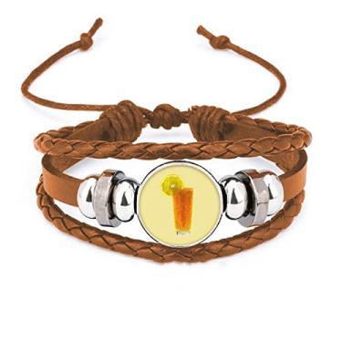 Imagem de Pulseira de couro com formato granular de suco de laranja e limão