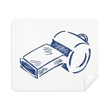 Imagem de Apito de futebol de desenho animado azul pano de limpeza de futebol limpador de tela 2 peças tecido de camurça