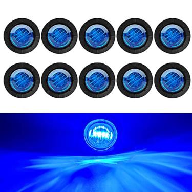 Imagem de Polarlander 24V 3/4¡± Luz de marcador de bala LED de folga lateral frontal para caminhões, trailers, ônibus, trailer, caminhão, barco, caravana, à prova d'água, azul, pacote com 10 peças