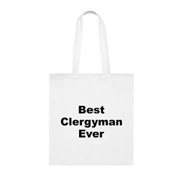 Imagem de Bolsa tote clérigo Best Clergyman Ever Bag, presente de clérigo, presente para clérigo, bolsa de ombro clérigo bolsa de clérigo reutilizável, bolsas de clérigo ideia de de Natal, Branco