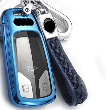 Imagem de CSHU Porta-chaves do carro capa porta-chaves porta-chaves, adequado para Audi A4L A4 B9 Q5 Q7 TT TTS TFSI A5 S5 8S 2016 2017 2019, B, azul, porta-chaves