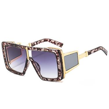 Imagem de Óculos de sol fashion punk feminino homens leopardo moldura gradientes lente estilo rock designer óculos de sol uv400, c2, tamanho único