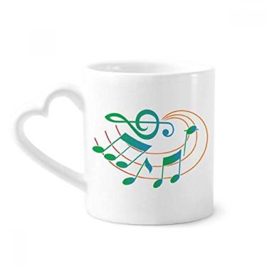 Imagem de Nota musical verde laranja padrão caneca café cerâmica copo de coração de vidro