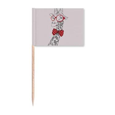 Imagem de Óculos Girafa Bonito Art Deco Presente Moda Palito Bandeiras Marcador Topper Decoração de Festa