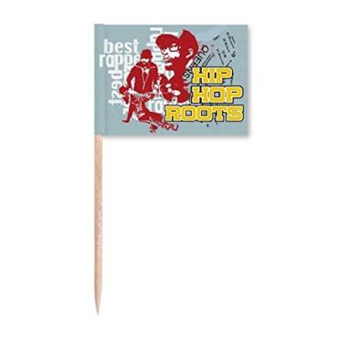 Imagem de Bandeira de palito de dente Culture Boy Hip Hop com estampa de grafite e estampa de hip hop para decoração de festa