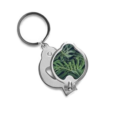 Imagem de Cortador de unhas com imagem de planta de folha verde natureza noturna tesoura cortador de aço inoxidável