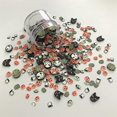 Imagem de 50g/pacote de Halloween misturas fatias suprimentos argila macia polímero fimo DIY decoração para arte de unhas de resina bolo geleca sobremesa HRT04