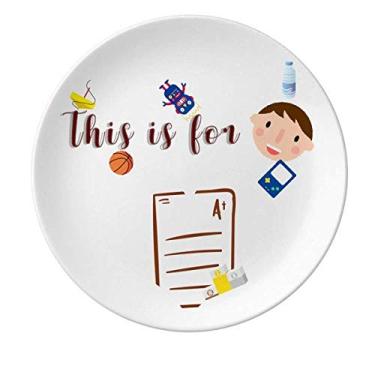 Imagem de Paper Achievement Content Course Detection Prato de porcelana jantar redondo menino homem