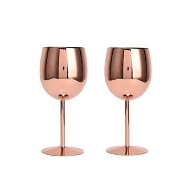 Imagem de 2 peças de taças de vinho ouro rosa, haste de aço inoxidável, taça de vinho, taças de vinho rosa, haste longa, taças de vinho, 350 ml