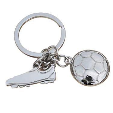 Imagem de Chaveiro com pingente de futebol de metal criativo chaveiro chaveiro chaveiro esportivo sapato de futebol (estilo prata 2)