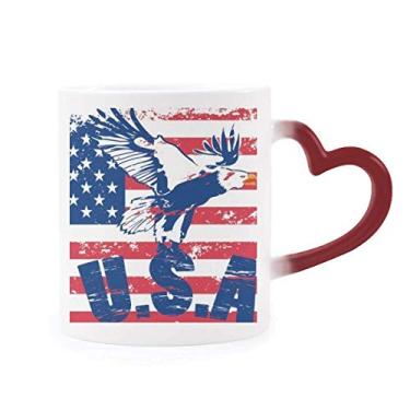 Imagem de Caneca de cerâmica Haliaeetus leucocephalus Eagle sensível ao calor Caneca vermelha que muda de cor