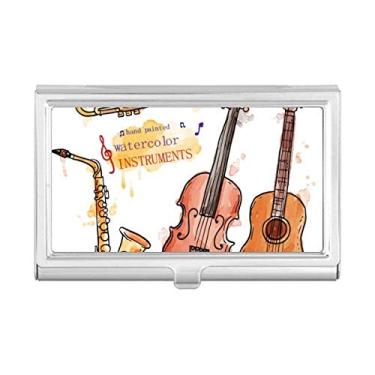 Imagem de Porta-cartões de visita com estampa de aquarela e instrumentos musicais