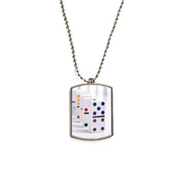 Imagem de DIYthinker Colar Pai Gow Dominoes Dice Gambling Corrente de aço inoxidável com pingente de identificação para cães