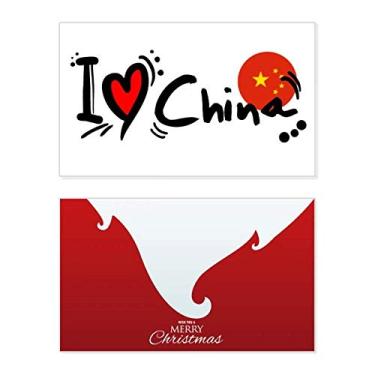 Imagem de I Love China Palavra Bandeira de Coração Feriado Feliz Natal Cartão de Parabéns Mensagem de Letras de Natal