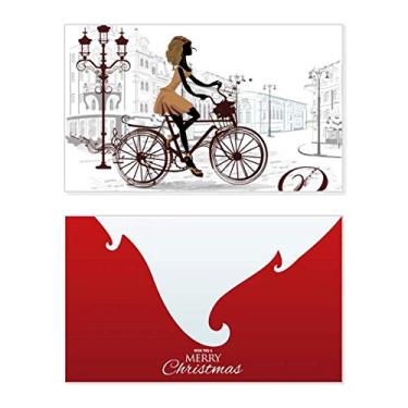 Imagem de Bicycle Lady France Ilustration Pattern Holiday Holiday Merry Christmas Congrats Card Christmas Letter Message