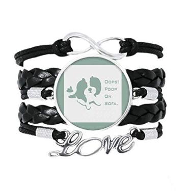 Imagem de OFFbb-USA Pulseira de sofá de cocô de cachorro brincalhão acessório amor pulseira de couro torcido para presente