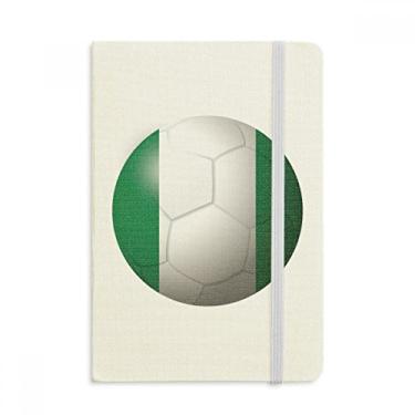 Imagem de Caderno de futebol americano com a bandeira nacional da Nigéria, capa dura em tecido, diário clássico A5
