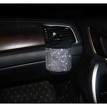 Imagem de eing Bling Car Auto Seat Back Interior Ventilação de ar para celular Bolsa organizada bolsa organizadora com gancho, branco puro