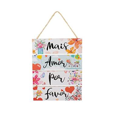 Imagem de Jogo 4 Placas Decorativas Madeira Cordão 37x29x0,5cm