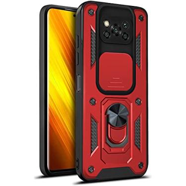 Imagem de MOONCASE Capa para Xiaomi Poco X3 NFC, camada dupla ultrafina PC + TPU macio de grau militar capa de proteção contra quedas com anel magnético suporte capa para Xiaomi Poco X3 NFC - vermelho