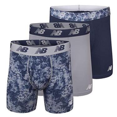 Imagem de New Balance Cueca boxer masculina grande e alta, 15 cm, braguilha frontal com bolsa, pacote com 3 cuecas boxer Big Man