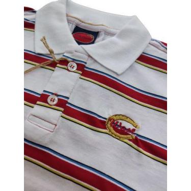 Imagem de Camiseta Polo Infantil Masculino Branco Listrado West Country Tamanho: