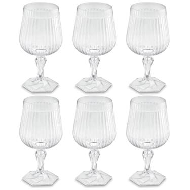 Imagem de Conjunto 6 Taças Para Água Vinho Suco 350ml Plástico UZ Axé Transparente Bebidas