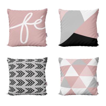 Imagem de Almofadas Decorativas Rosa Com Frases Fé Para Sofá 40X40