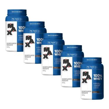 Imagem de Kit 5X 100% Whey - 900g Chocolate - Max Titanium-Unissex