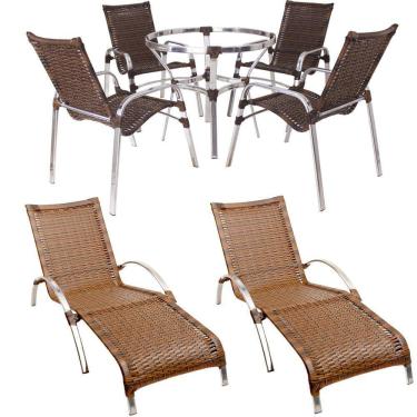 Imagem de Kit De Jogo de 4 Cadeiras e 2 Espreguiçadeiras Sem Mesa Trama 